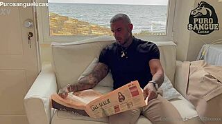 Muscular Businessman Jerks Off In Villa