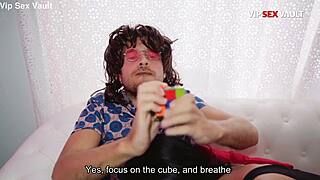 deepthroat queen gets a massive facial with cum all over her glasses