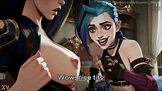 Jinx and cait play a naughty game arcane ai-generated