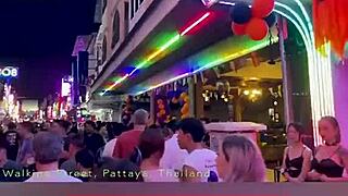 walking down walking street in pattaya on halloween