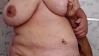 Couple enjoys romantic foreplay and oral sex in the shower