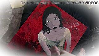 Masturbation With Hand Painted Portraits And Cum