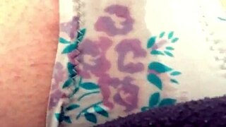 Gracie uses panties for pissing and cum play