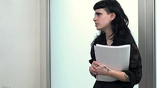 behind the scene job interview with a very horny boss