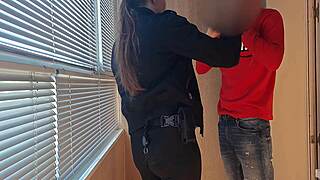 this bitch from the airport security was fucking around a lot so i fucked her in mouth and pussy rough and hardcore 😈