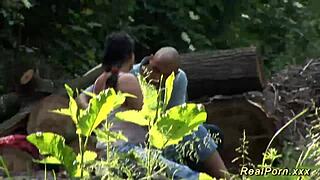 chubby babe gets wild fucked in the forest